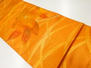 リサイクル　芝草に牡丹模様織出し名古屋帯